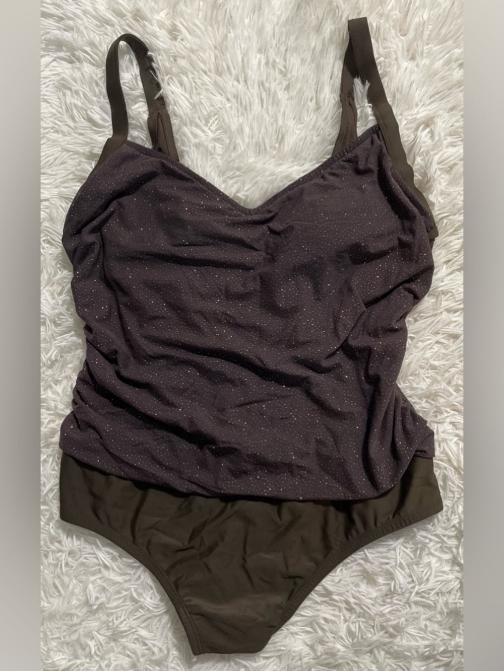 Mossimo Y2K Fairy Grunge Goblin Glitter One Piece Swimsuit Chocolate Brown 22W